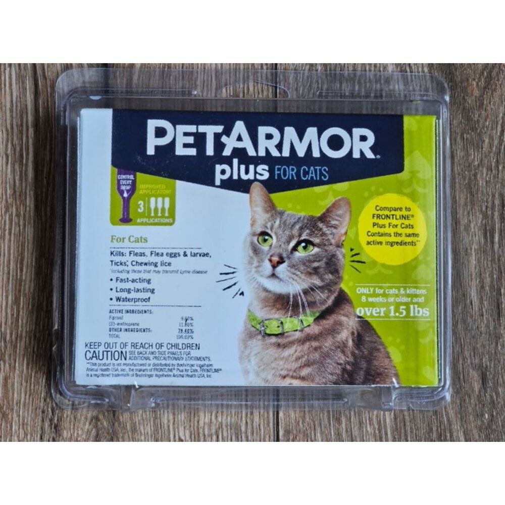 12 Month/ Applications Pet Armor Plus for Cat Flea Tick Treatment over 1.5 Pound